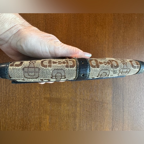 Gucci Vintage Horse-bit Brown Canvas w/ Blue Leather Long Wallet W/ COA & Dustie - Picture 10 of 16